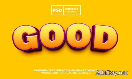 Good cartoon 3d editable text effect premium psd