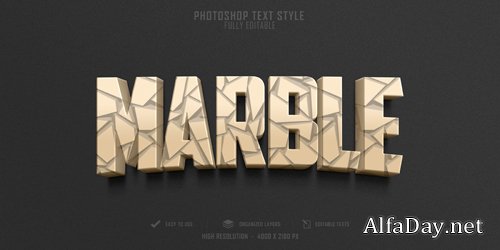 Marble 3d text style effect template design premium psd