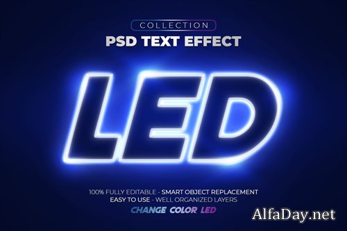 Led glow test color led custom text effect psd