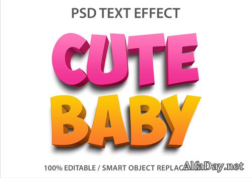 Editable text effect cute baby premium psd