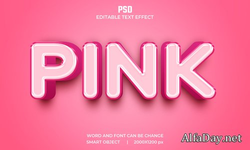 Pink 3d editable text effect premium psd