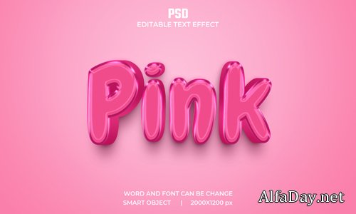 Pink 3d editable text effect premium psd with background