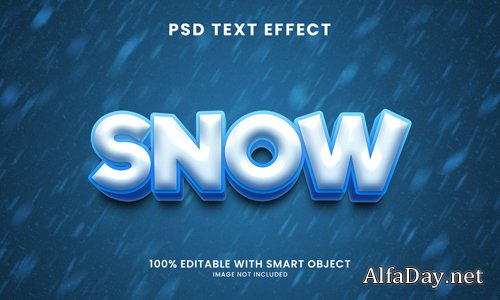 Snow 3d text effect psd
