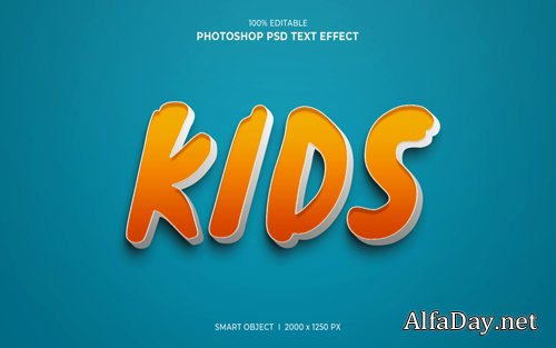 Kids 3d editable psd text effect