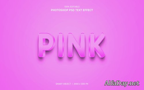 Pink 3d editable psd text effect
