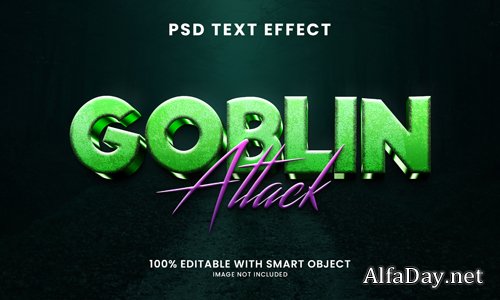 Goblin attack 3d text effect psd