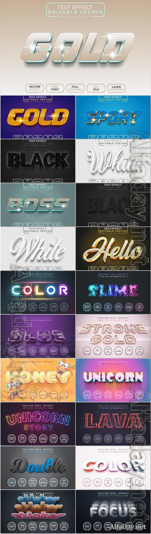 3d editable text style effect vector vol 997