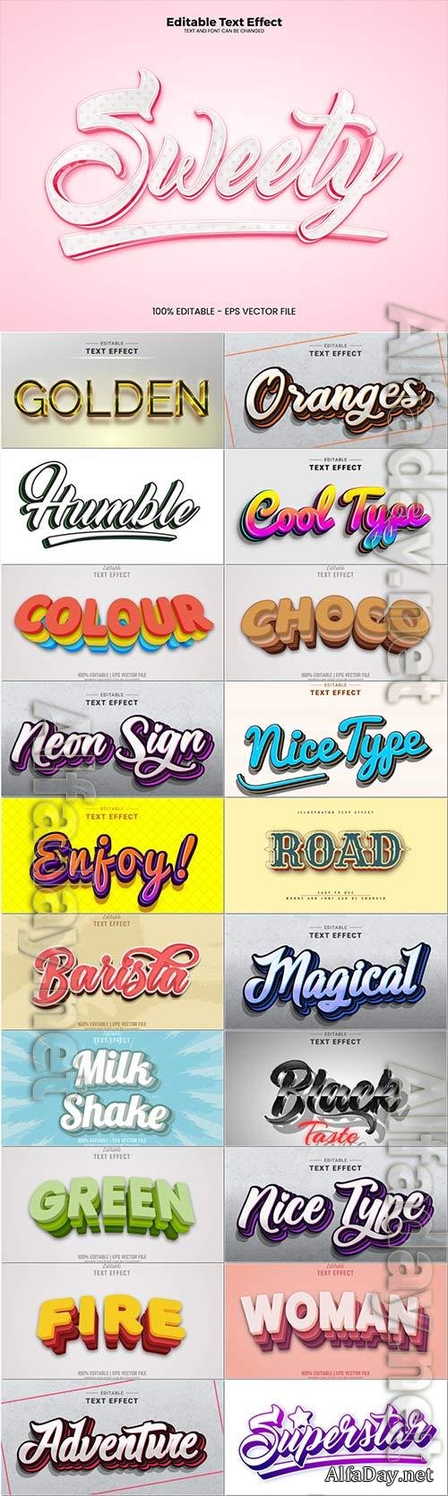 3d editable text style effect vector vol 991
