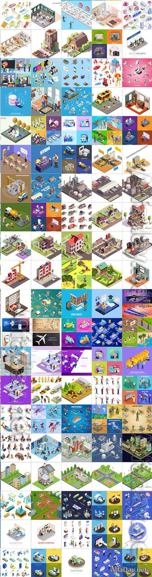 100 Bundle isometric concept vector design vol 23