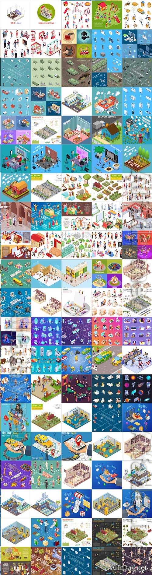 100 Bundle isometric concept vector design vol 22