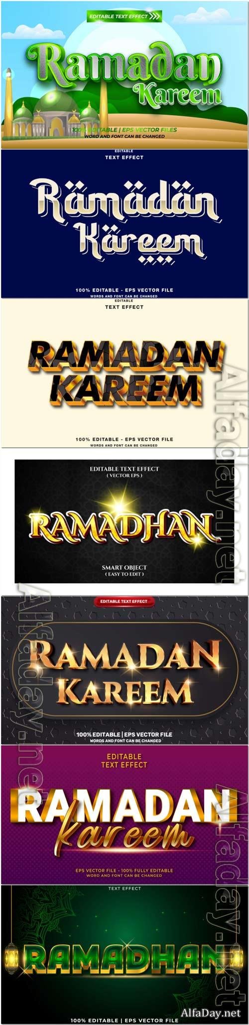Ramadan kareem gold shiny 3d editable text effect