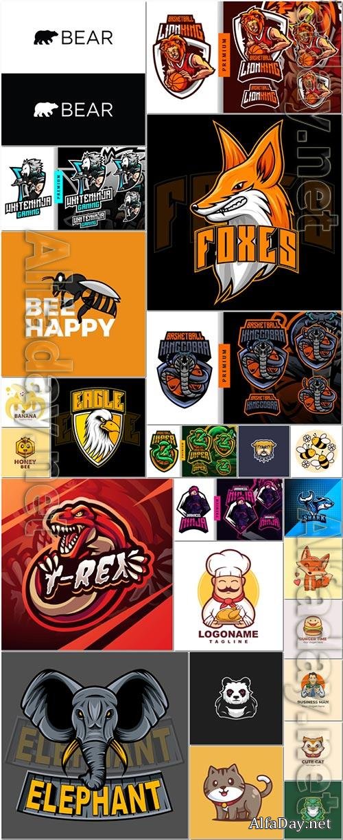 Mascot logo design set premium vector vol 52