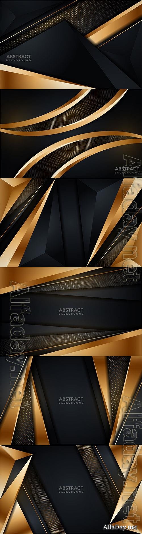 Glowing golden modern dark background with gold dots element