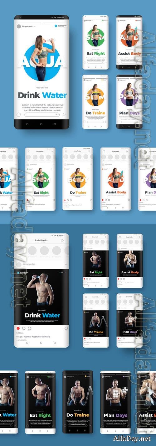 Social Media Post Layouts with Fitness Photography 325794147