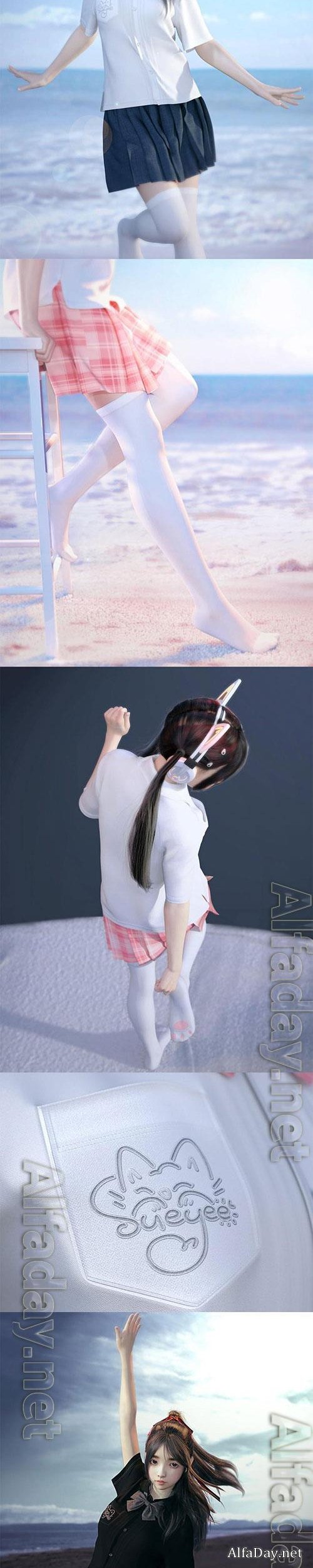 dForce Sue Yee School Uniform for Genesis 8 and 8.1 Females