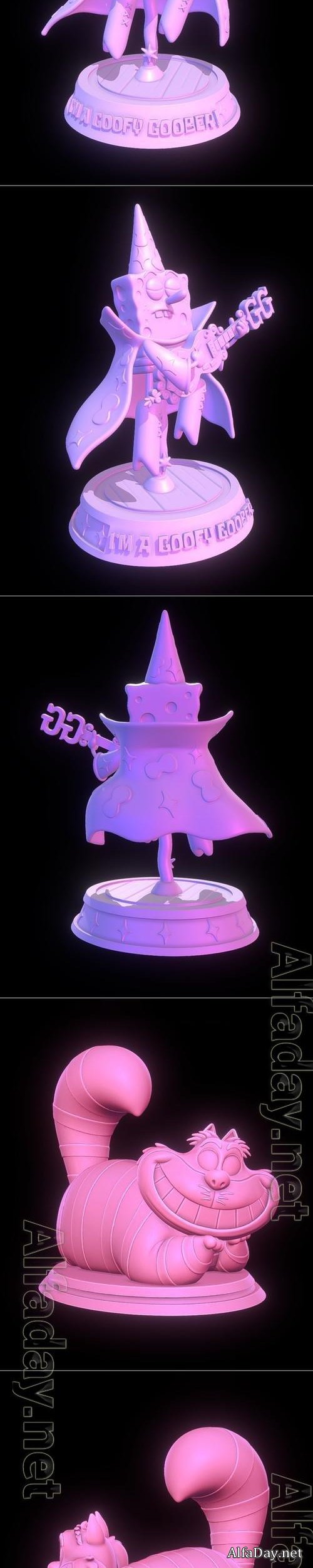 SpongeBob Goofy Goober and Cheshire cat - Alice in Wonderland 3D Print