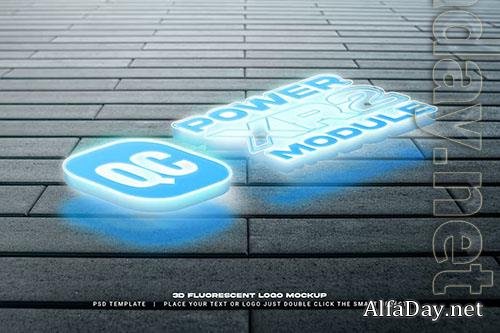 3D fluorescent logo mockup