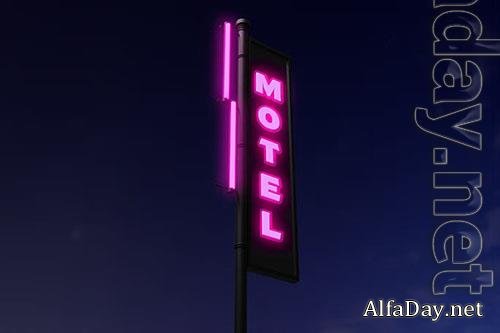 Motel Neon Mockup PSD