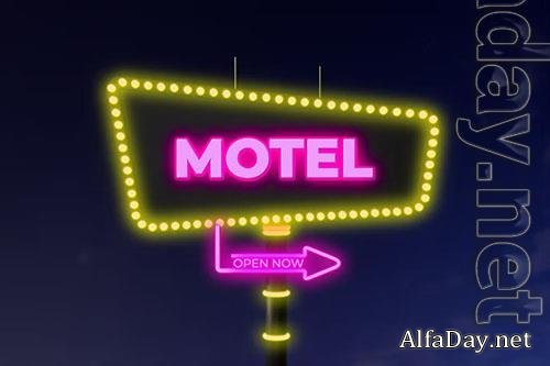 Neon Motel Sign Mockup PSD
