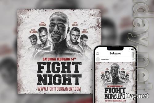 Retro Border Bold Fight Night Instagram Post Template PSD