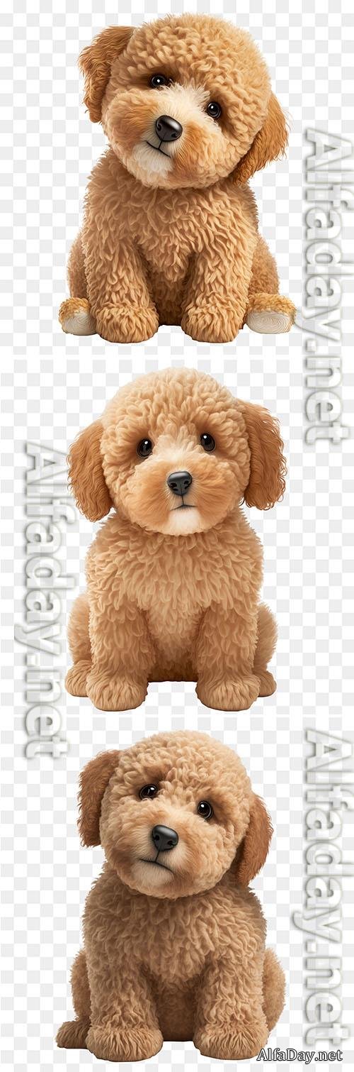 Adorable miniature goldendoodle dog psd