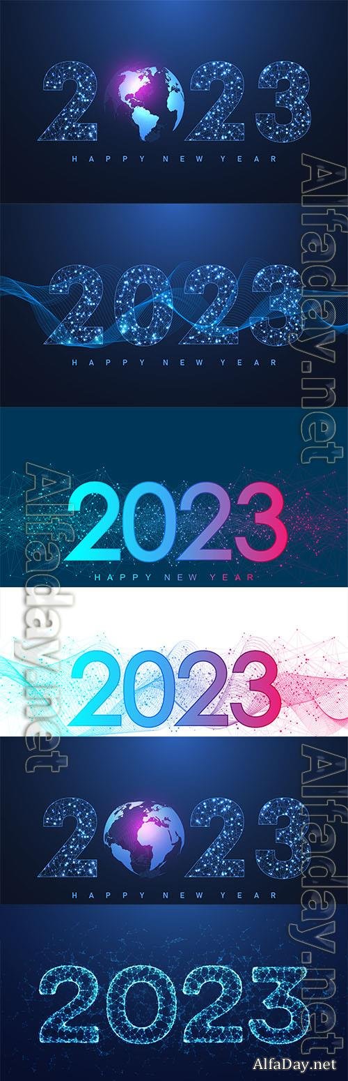 Modern futuristic technology template for merry christmas and happy new year 2023