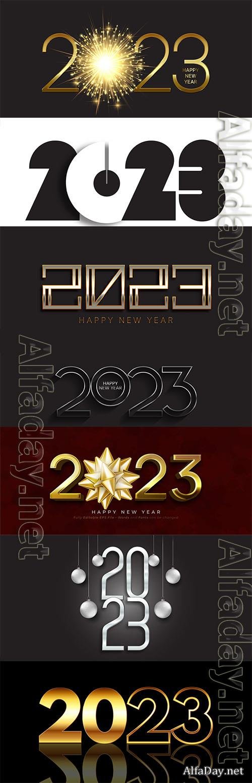 Vector 2023 happy new year banner design in gold and black