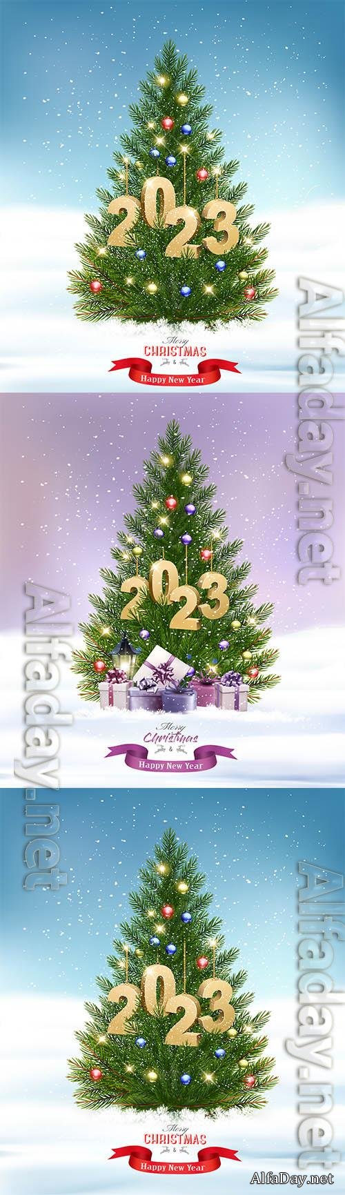 Holiday christmas background with christmas tree