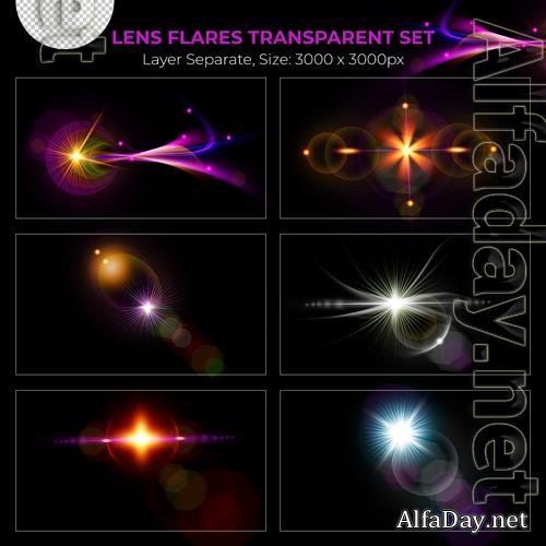 PSD realistic colorful lens flare lights effect collection vol 18