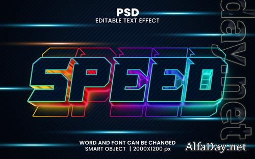 PSD speed neon 3d editable photoshop text effect style with background