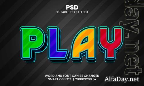 PSD play colorful 3d editable photoshop text effect style with background