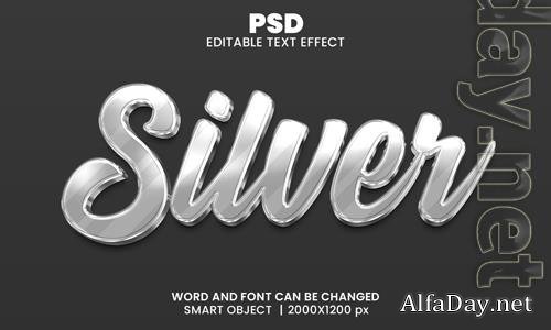 PSD silver 3d editable photoshop text effect style with background