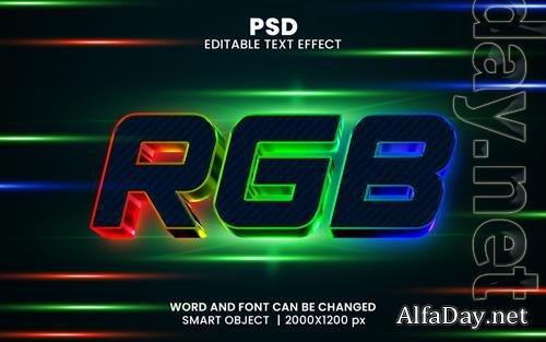 PSD rgb light 3d editable photoshop text effect style with background
