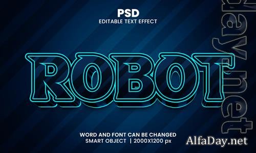 PSD robot 3d editable photoshop text effect style with background