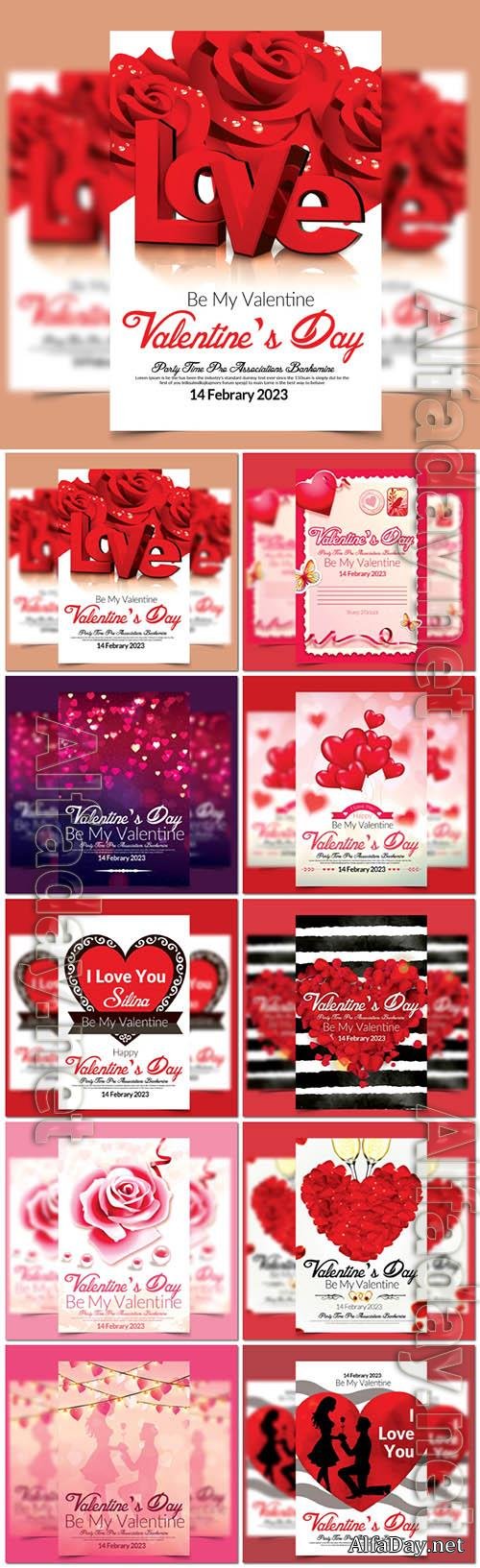 10 PSD happy valentine day party flyer design