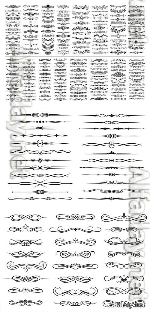 Vintage decorative curls swirls, borders, drawing elements