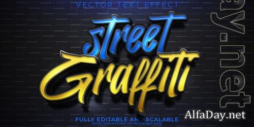 Vector graffiti text effect editable spray and paint text style