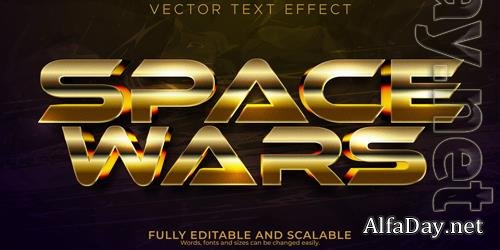 Vector war text effect editable metallic and shiny text style