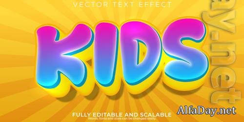 Vector kids cartoon text effect editable comic and funny text style