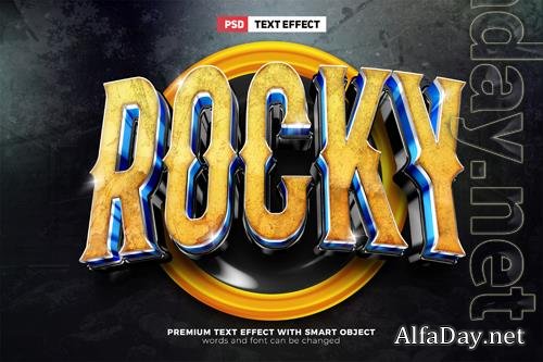 PSD yellow rocky rusty robot esport team 3d editable text effect