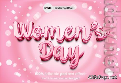 PSD women's day editable 3d text effect