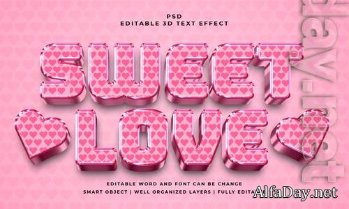 PSD sweet love 3d editable text effect with background