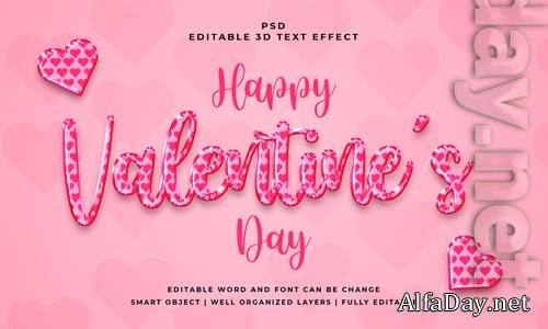 PSD valentine day pink 3d editable text effect with background