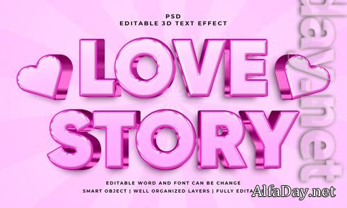 PSD love story 3d editable text effect with background
