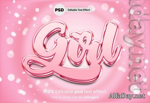 PSD girl editable 3d text effect