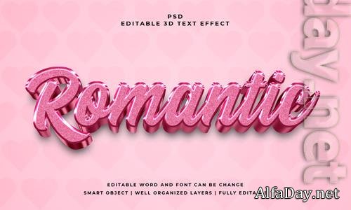 PSD romantic 3d editable text effect with background