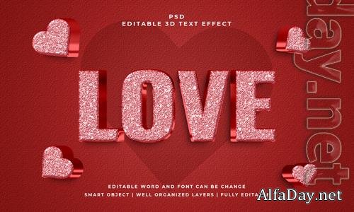 PSD love 3d editable text effect with background