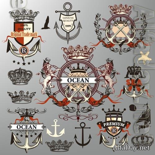 Vector sailing badges collection