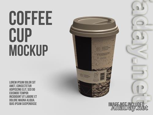 PSD coffee cup mockup with white background