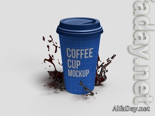 PSD realistic 3d render coffee cup mockup with plain background